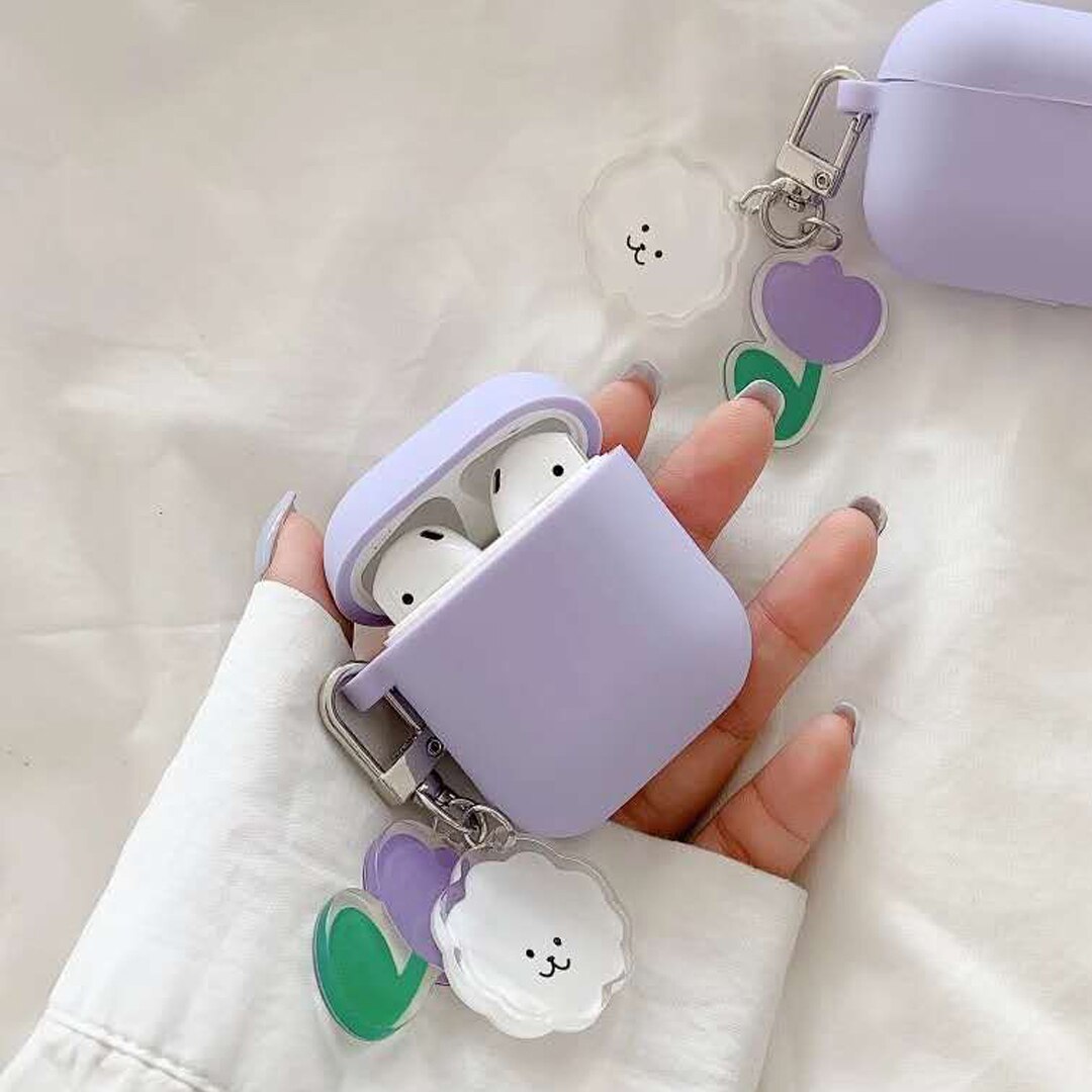 Per AirPods 2 Caso Corea del Simpatico Orso Del Fumetto di Caso di aria baccelli di lusso Fiore Portachiavi Auricolari In Silicone per il Caso di apple air baccelli copertura