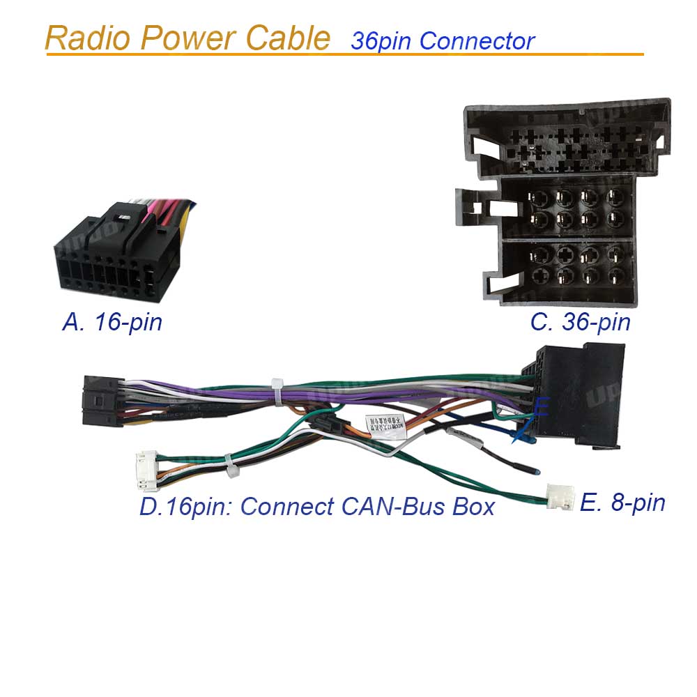 Auto Radio Kabel Kan Bus Voor Volkswagen Vw 16pin Power Kabelboom Dvd Gps Android Multimedia Speler Connector