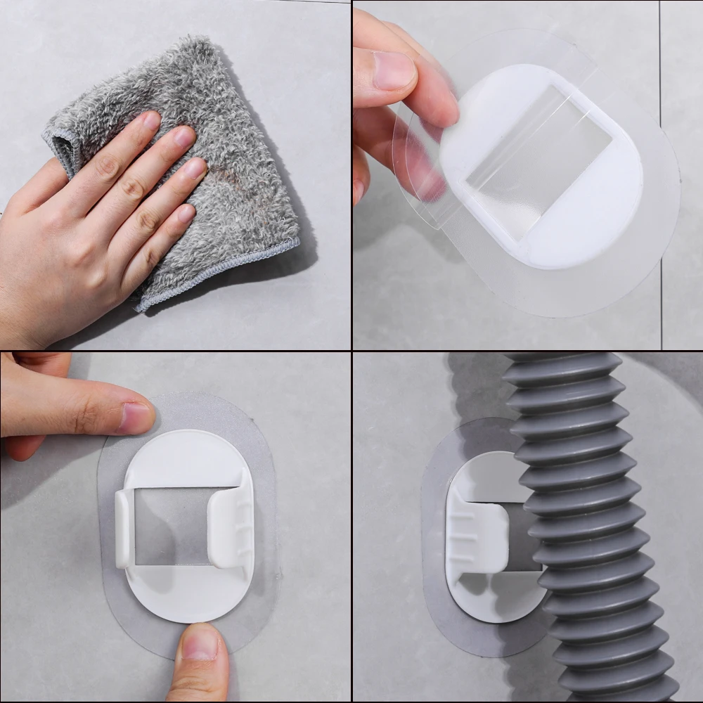 Pijpklem Haken Rek Zelfklevende Pijphouder Wandmontage 30-38mm Waterbuis Organizer Houder Slang Vaste Clip Badkamer Clip