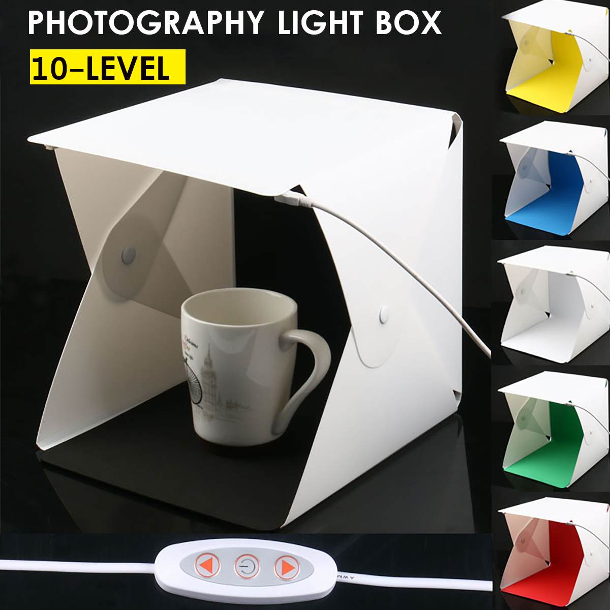 Photography Photo Studio Softbox 2 Panel LED Light Soft Box Photo Background Kit Mini Lightbox Folding for Phone & Camera