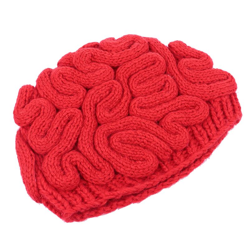 1pc Halloween Hat Spoof Horror Brain Shape Cap Hand-knit Prank Cap for Halloween