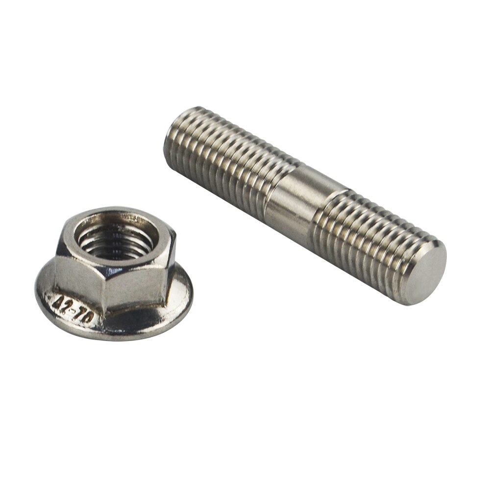 Pqy-10 Pcs 10 Mm Rvs Uitlaat Studs & Gekarteld Noten M10x1.25 Stud Conversie Tall Lug Bouten Schroef adapter Kit