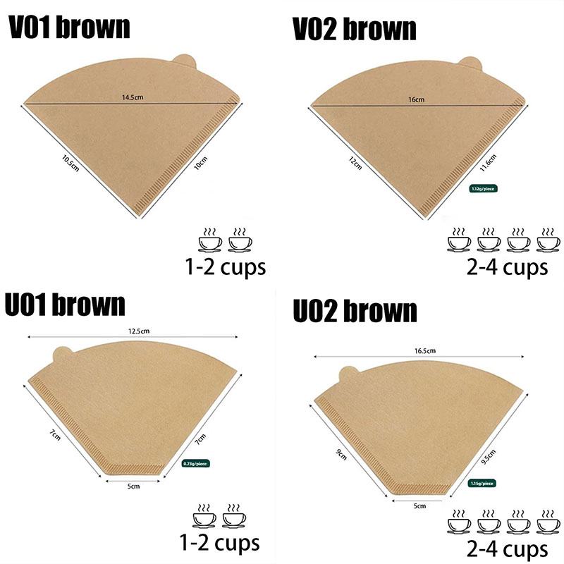 100 Stuks Wegwerp Papier Koffie Filter 1-4 Kopjes Houtpulp Drip Papier Kegel Koffie Zeef Zak Giet over Huishoudelijke Accessoires