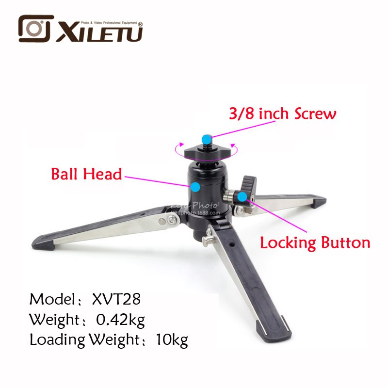 XILETU XVT28 Monopod Ondersteuning Frame Fitting met Ball head & Monopod van 3/8inch Interface Schroef Voor Benro