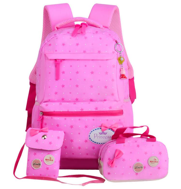 Orthopädische Primäre Rucksäcke Für Mädchen Schule Taschen 3 teile/satz Schul Dot Druck Schul jugendliche bookbag Rucksack Moch: Color 2