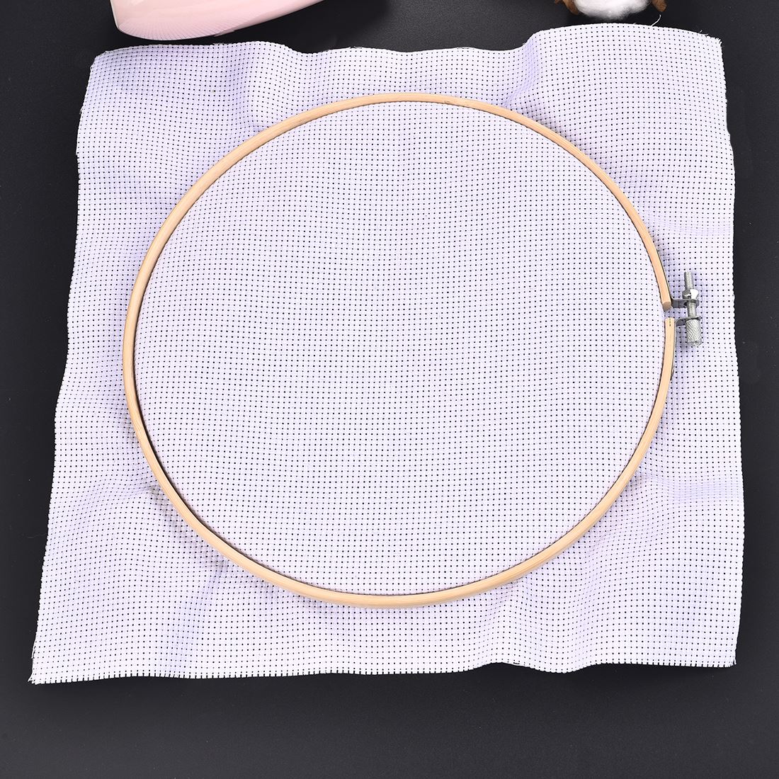 Juego de marco de aros de bordado de madera de 10-30cm, anillos de aro de bordado de bambú para manualidades con aguja de punto de cruz DIY