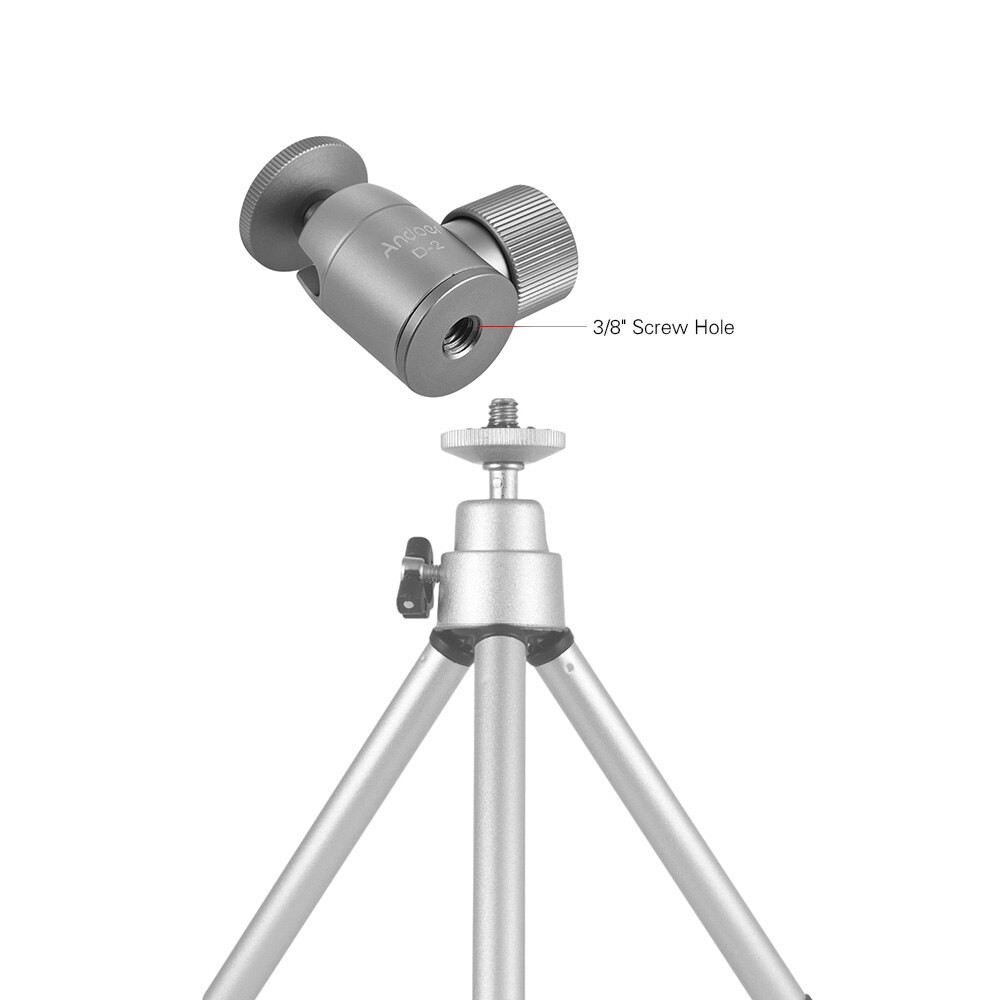 Andoer 4 opções mini tripé bola cabeça liga de alumínio tripé montagem com 1/4in buraco 360 graus rotação panorama para câmeras