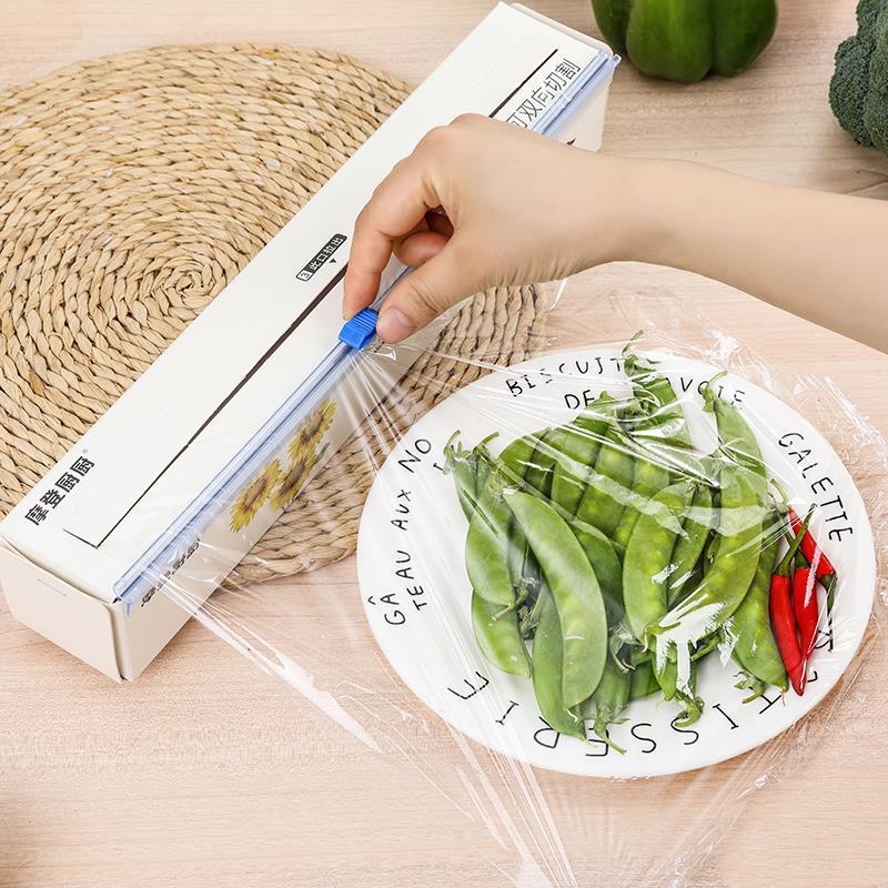 Återanvändbar matfolieskärare, matfilmsskärare, plastfoliedispenser med glidskärare smidig skärning, hemkök