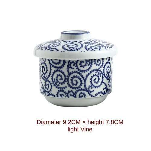 Japansk keramisk liten suppeskål med lokk dampet eggskål kjøkkenutstyr: Svart