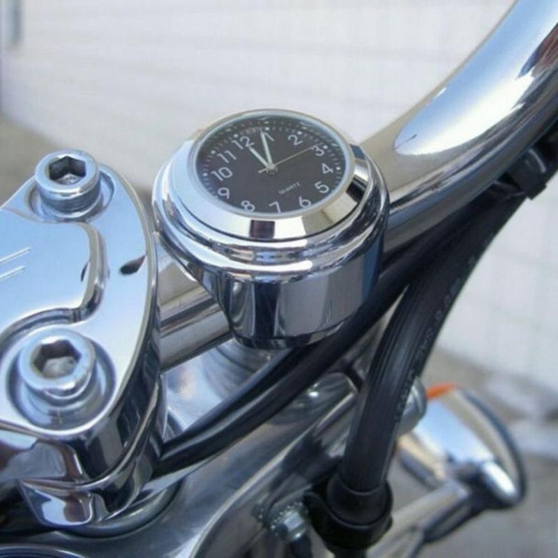 Universele 7/8 "Waterdichte Chrome Motorcycle Stuur Mount Quartz Klok Horloge Aluminium Lichtgevende Klok Moto Zwarte Accessoires
