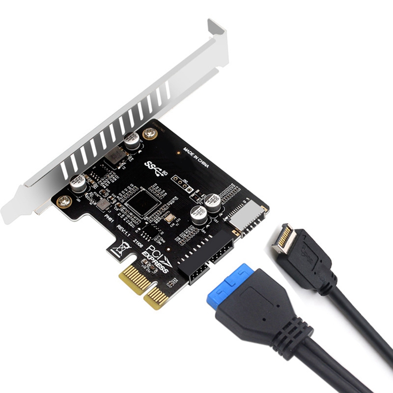 -Pci Express Card Pcie to USB3 Type-E Front Type-C 19P Expansion Card Compatible Pci-E X1 X4 X8 X16 Interface