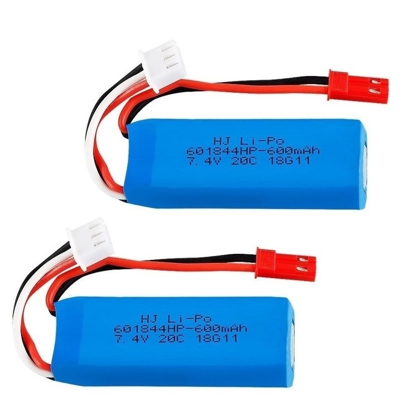 Upgrade 7.4V 600mAh 601844 Lipo Battery with USB charger for WLtoys K969 K979 K989 K999 P929 P939 RC Car Parts 2s 7.4v Battery