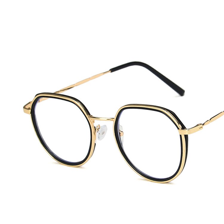Computer Brille Anti Blau Licht Gaming Gläser Metall Retro Brille Rahmen Anti Glare Brillen Klare Linse für frauen männer: black gold