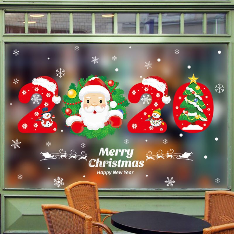 Christmas Home Decor Santa Claus Window Decoration Art PVC Vinyl Wall Stickers Merry Christmas Wallpapers Waterproof