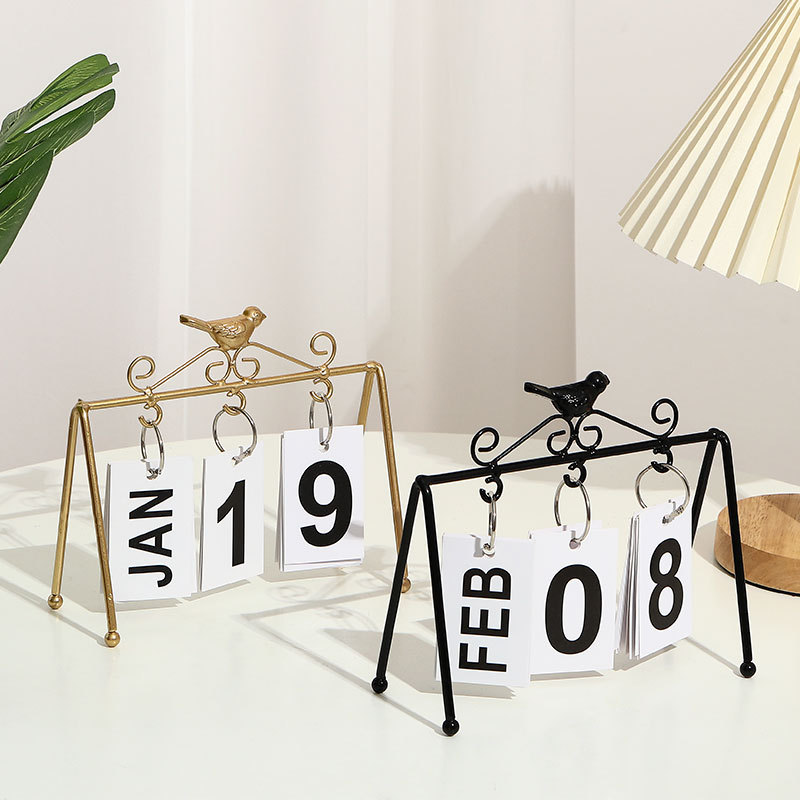 DIY Iron Bird Page Flip Calendar Decoration Crafts Perpetual Calendar Home Decoration