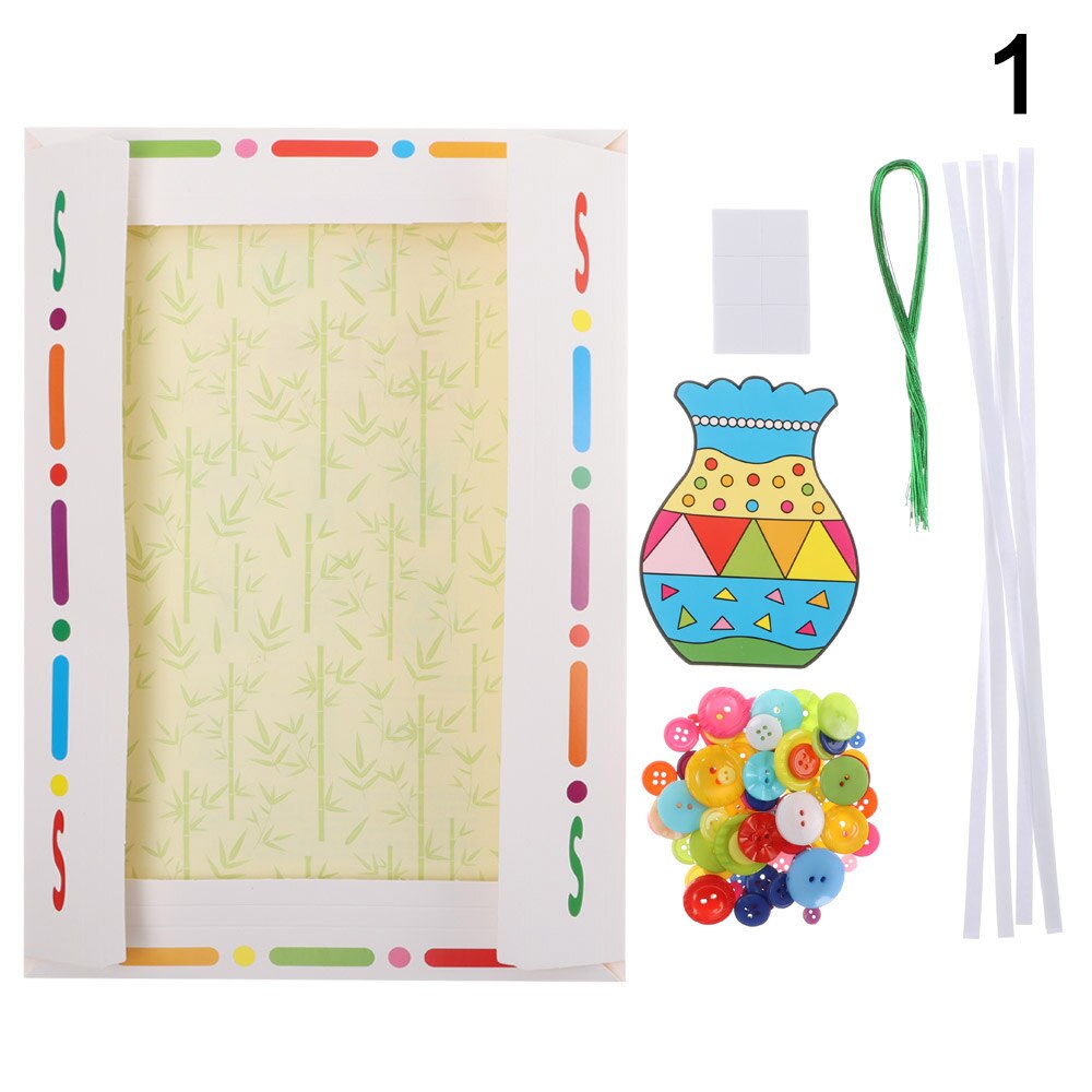 Button Bouquet Handmade DIY Production Material Package Mother's Day Greeting Cards Child Crafts Kindergarten Educational Card: 01