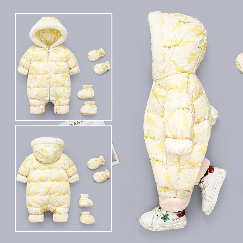 Olekid Russische Winter Baby Rompertjes Hooded Plus Fluwelen Warm Pasgeboren Snowsuit Baby Meisjes Overalls Peuter Jongens Jumpsuit