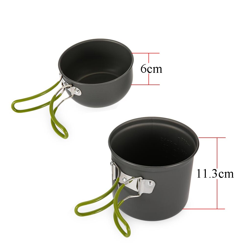 Vilead Draagbare Outdoor Servies Camping Wandelen Reizen Gebruiksvoorwerpen Picknick Kookgerei Kom Pot Pan Set Voor 1-2 Mensen