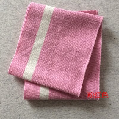 Puños a rayas de algodón, 15x95CM, 670gsm, tejido de punto elástico a rayas para escote, chaqueta de invierno, accesorios de ropa: PinkWhite