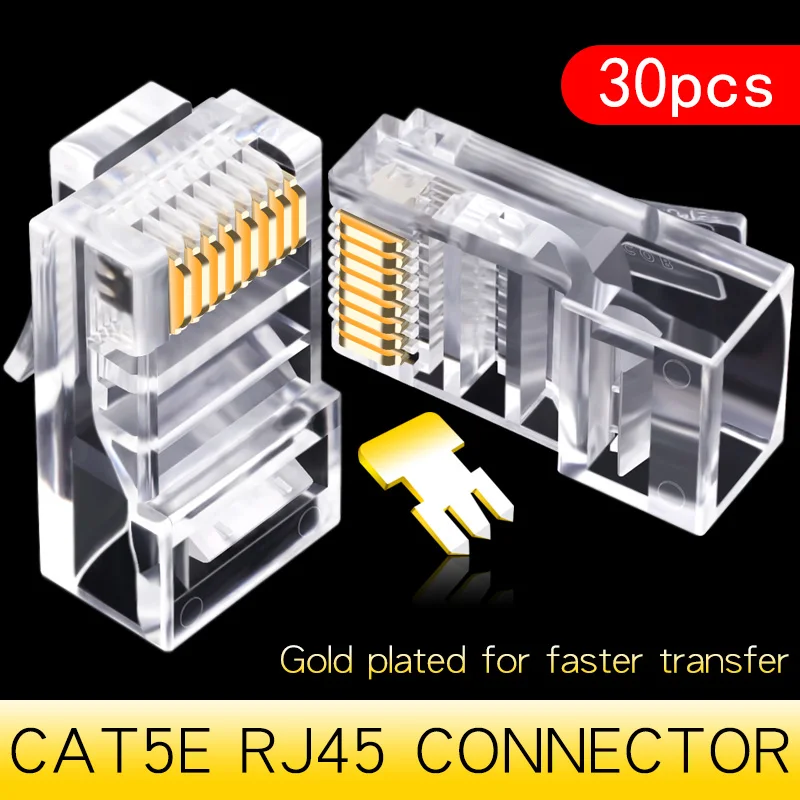 CNCOB Cat6 utp korte lichaam, twee stukken, platte kabel rj45 connector 8P8C modulaire netwerk connector Ethernet computer plug 50 stuks: green