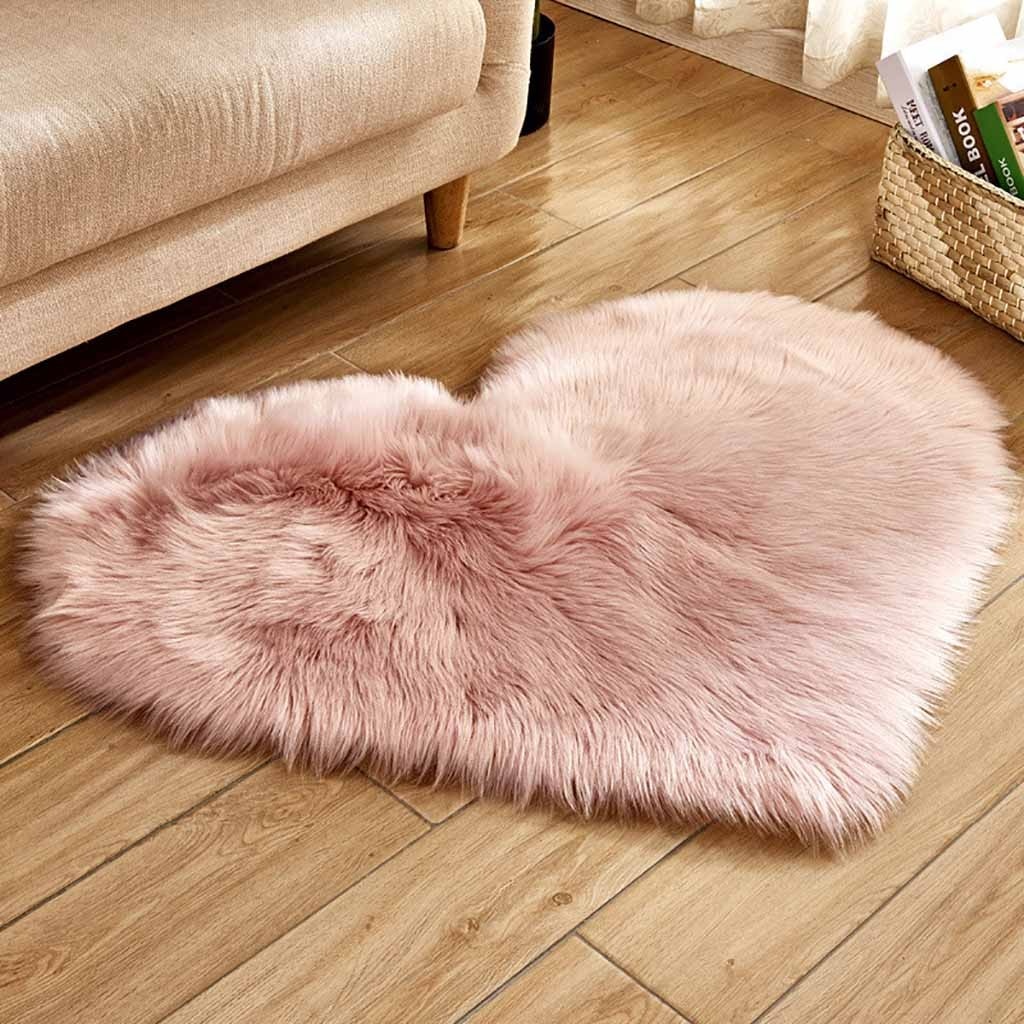 Bedroom Shaggy Carpet Heart-shaped Fluffy Floor Mats Wool Imitation Sheepskin Bed Room Faux Fur Non Slip Rugs Bedside Home Decor