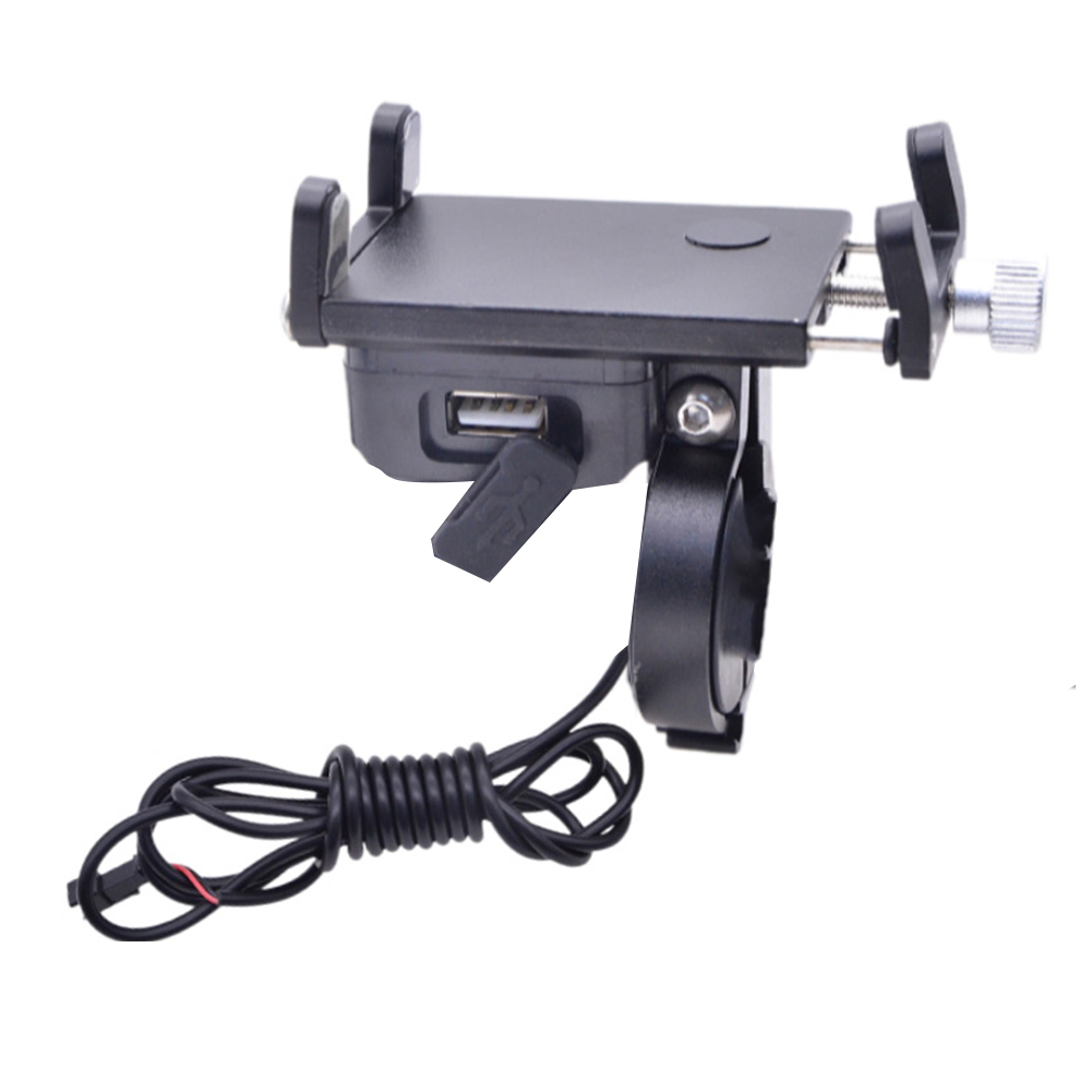 Support de téléphone pour vélo électrique, support de téléphone pour moto avec chargeur USB pour motoneige ATV, accessoires de cyclisme en alliage d'aluminium