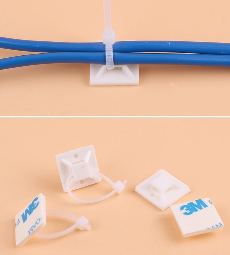 Soporte para cables de 25x25cm, 100 Uds., accesorios de cableado, organizador de cables, soporte para cables, sujeción de cables, Piec de posicionamiento