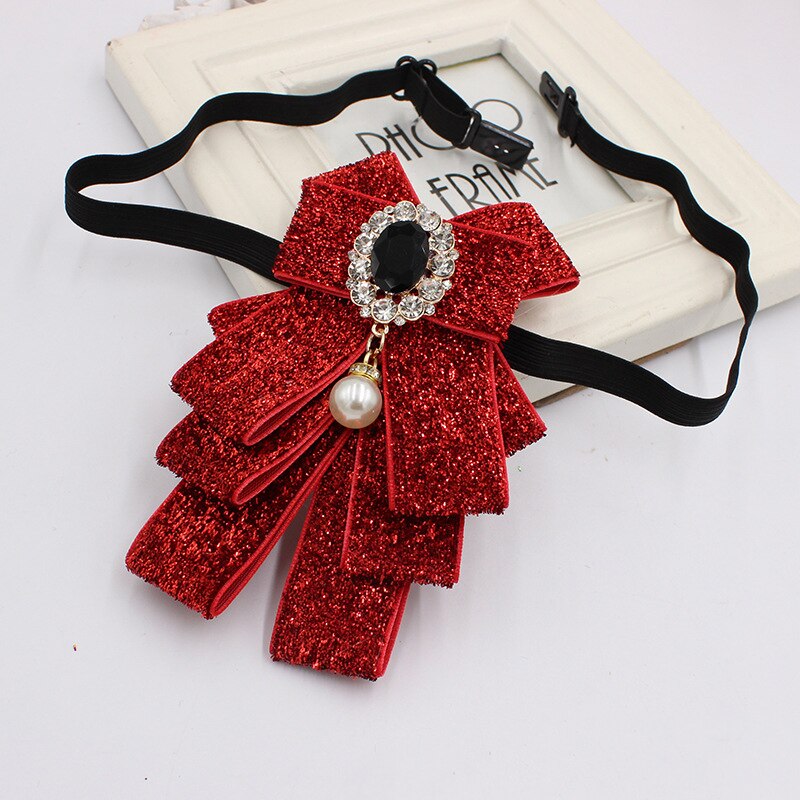 Britisk stil butterfly krave blomst imiteret perler sløje slips piger skoleuniform bank hals butterfly