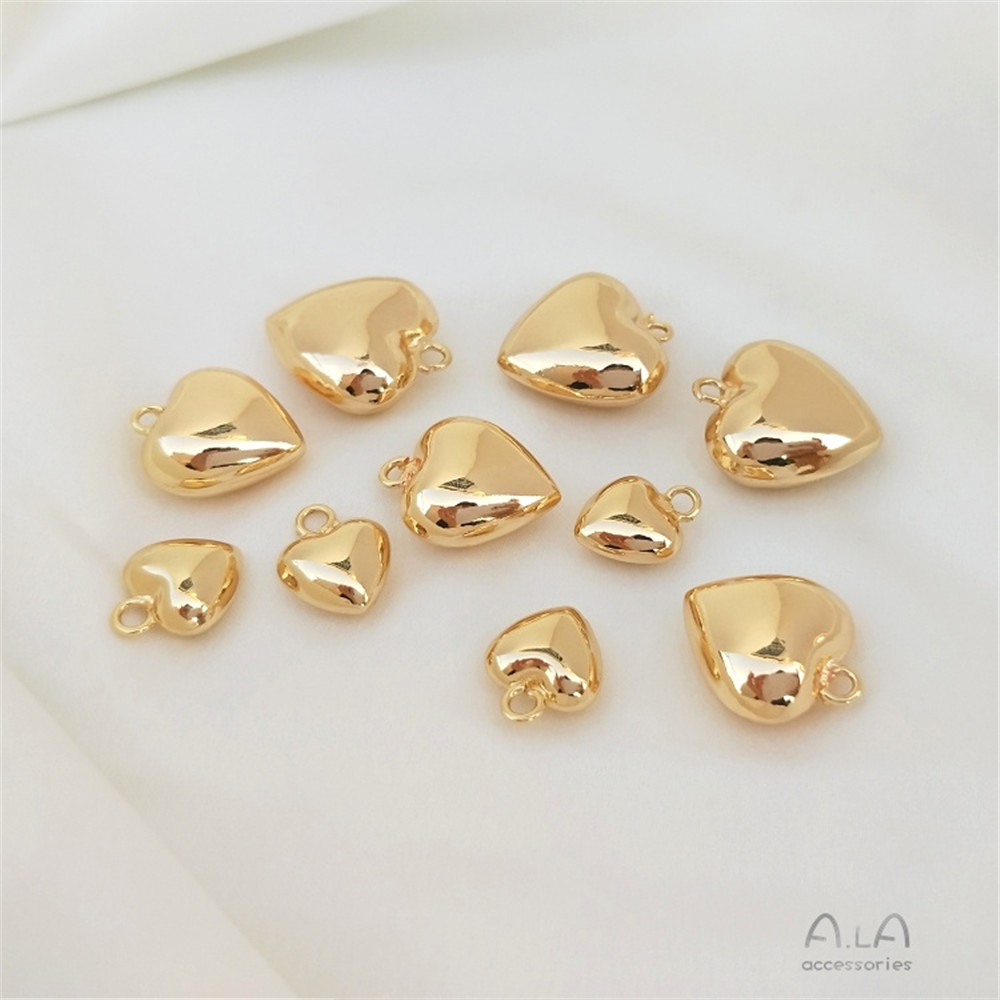 Colgante de corazón brillante chapado en oro de 14 quilates, pulsera artesanal, colgante de collar de clavícula