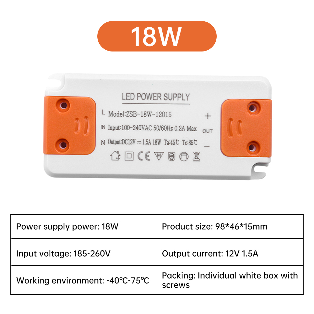 DC 12V Ultradünner Beleuchtungstransformator LED-Netzteil 12W 18W 24W 36W Treiber 110V 220V 230V für LED-Streifenlichter: Schwarz