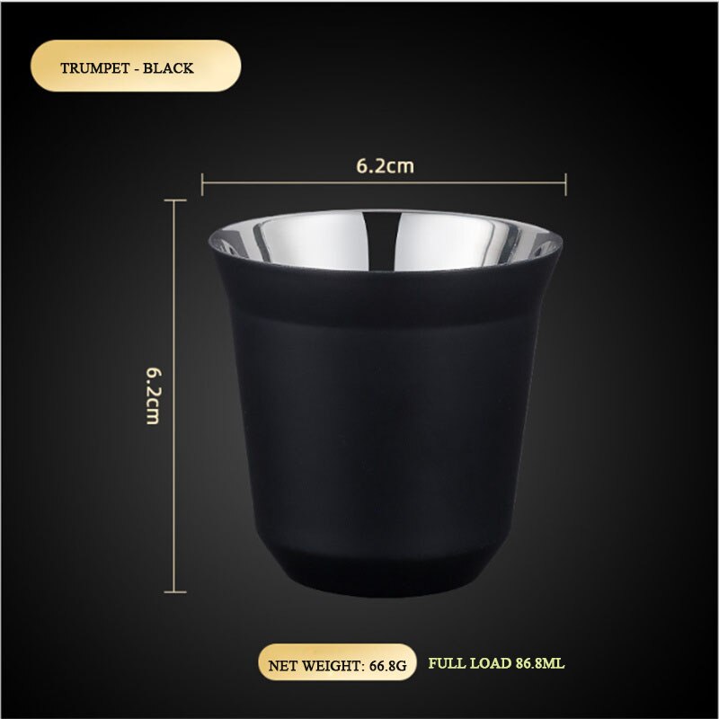 86ml Double Stainless Steel Espresso Cup Insulation Coffee Cup Capsule Shape Cute Cup Coffee Cup British Coffee Cups: black