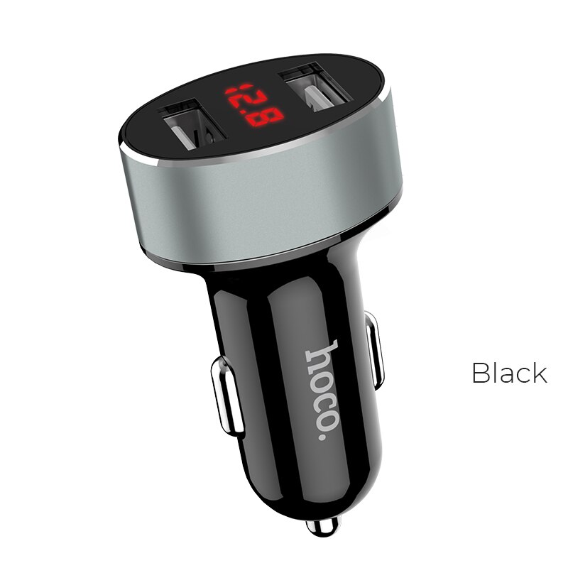 5V USB Car Charger with LED Screen Smart Auto Car-Charger Adapter Charging for iPhone XS MAX XR 8 7 Samsung Xiaomi Mobile Phone: Black