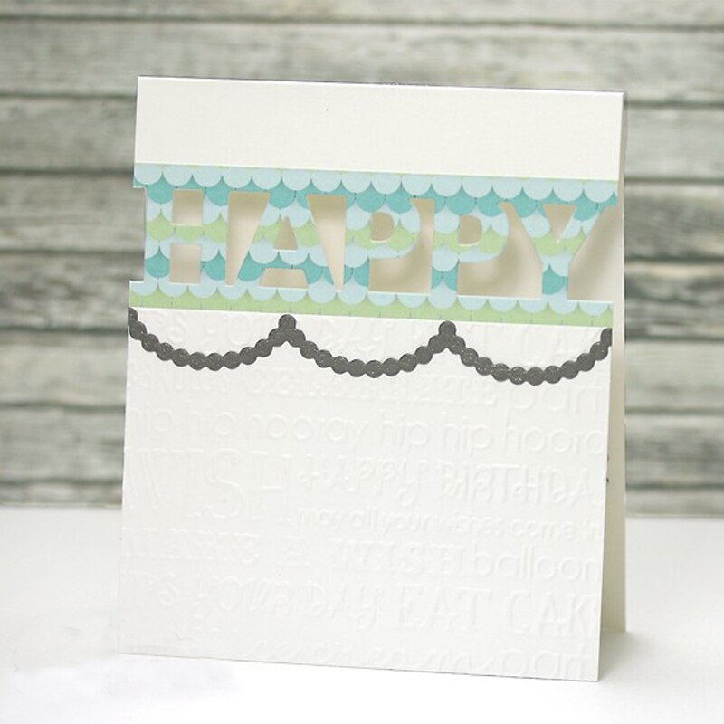 Happy word ramme metall kutte dies sjablonger glad ord ramme utstansing for kort lage dekorasjon