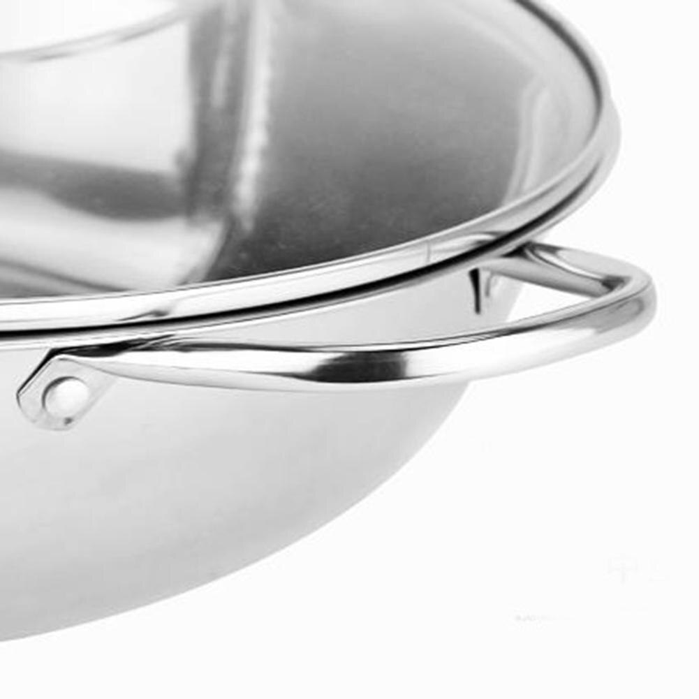 28cm Stainless Steel Pot Single-layer Kitchen Thicken Soup Stock Cooking Mandarin Duck Pot Durable Binaural Cookware