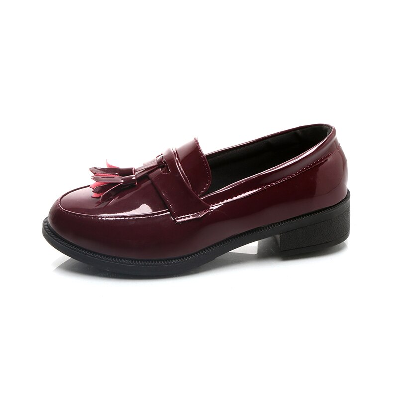 bas épais plate-forme chaussures femme frange gland Oxfords femmes chaussures mocassins femmes chaussures plates en cuir verni sans lacet dames chaussures: Winered1 / 9