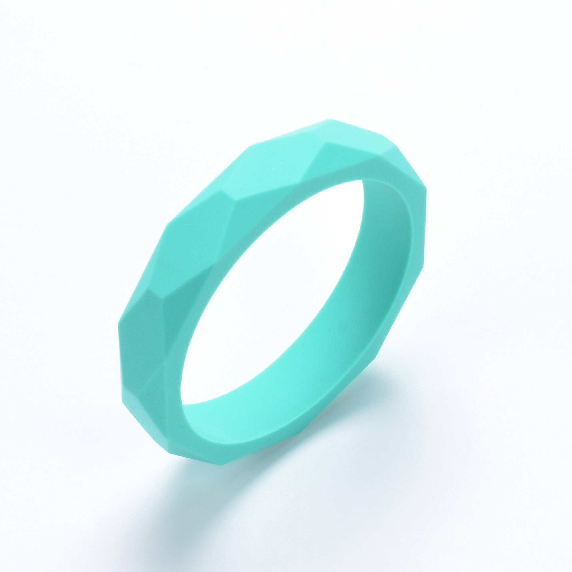 Lofca 1pc tandningsarmband silikon babyarmband bitring armband aldut storlek tuggleksak silikonpärlor amningssmycken: Turkos