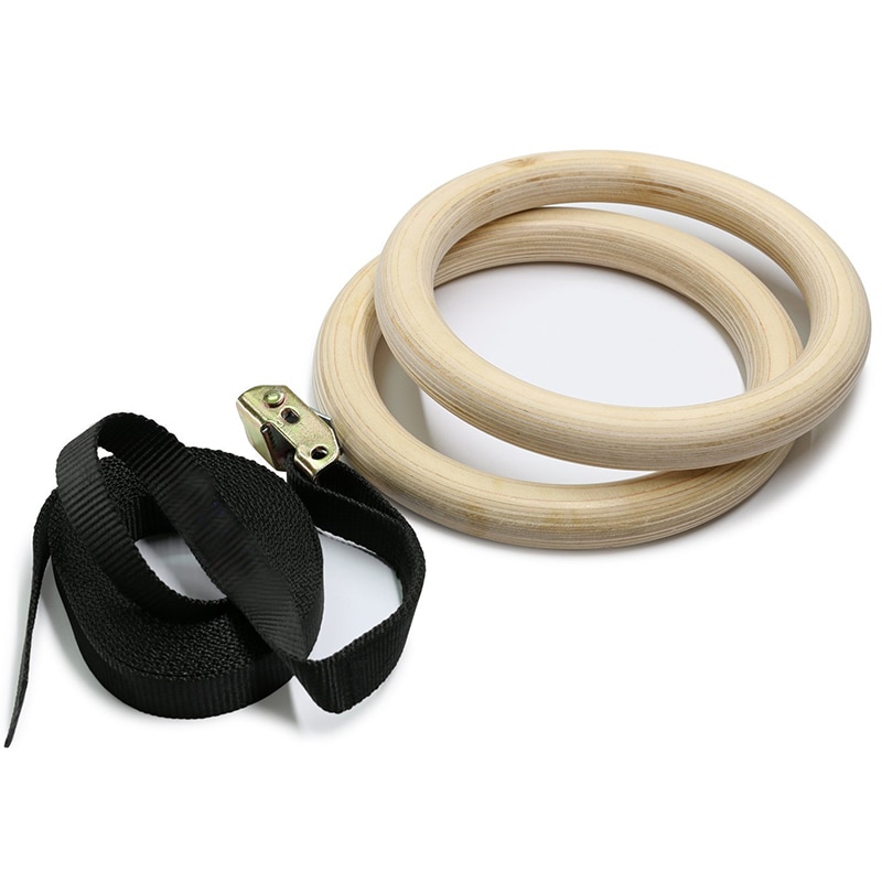 1 par træ 28mm trænings fitness gymnastik ringe gym træning crossfit pull ups muskel ups sport gymnastik ringe