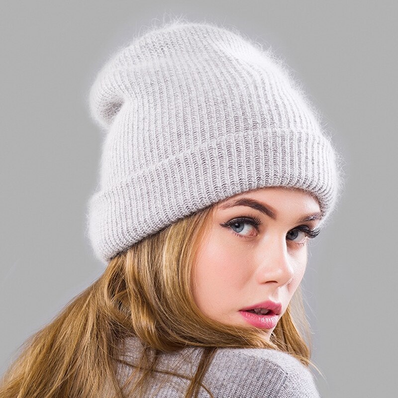 Mode Winter Vrouwen Angola Wollen Gebreide Muts Warme Wol Beanie Outdoor Sport Pet Wollen Cap
