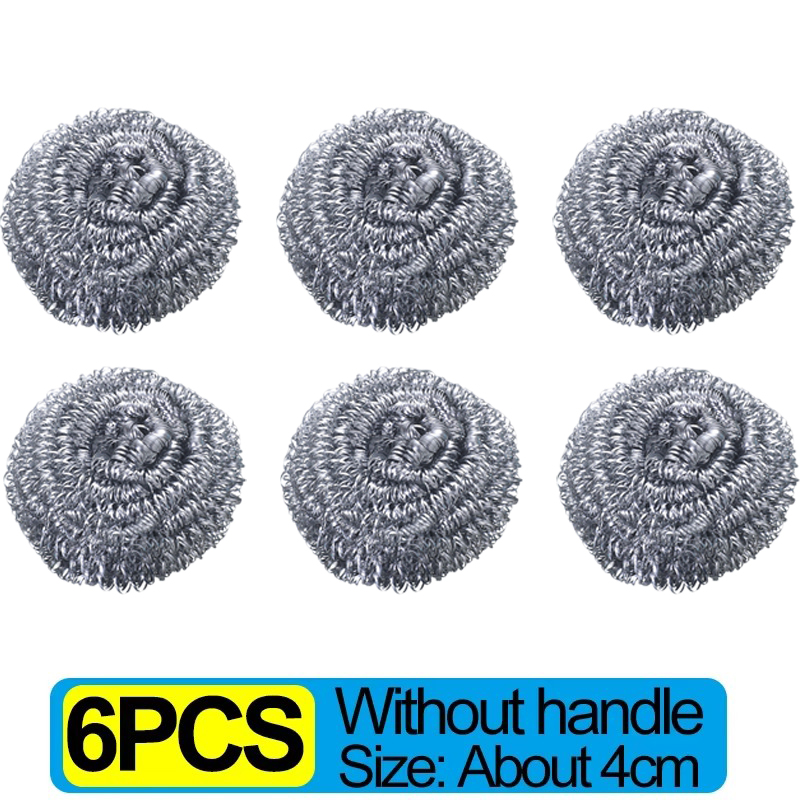 Stainless Steel Kitchen Pot Brush with Handles Dishwashing Wire Ball Heavy Duty Metal Scrubber Household Pot Pan Cleaning Tools: Light Grey