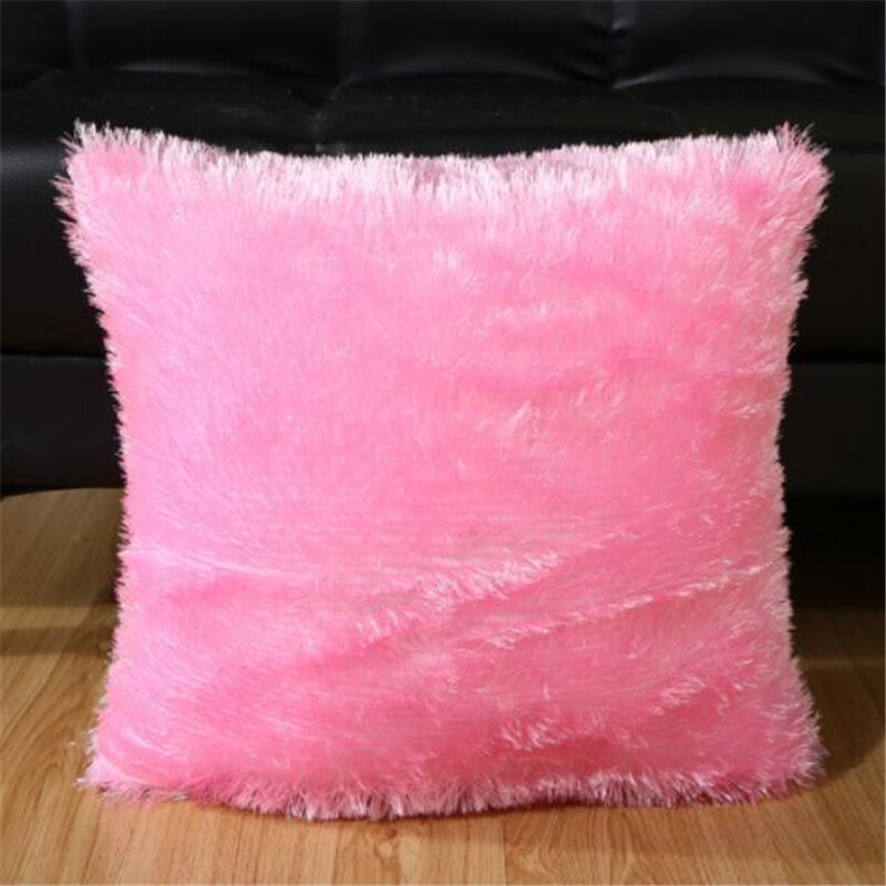 Plysj putetrekk myk plysj imitert pels putetrekk hjemme dekorative putetrekk hotell hjemme pute puter til sofa bil stol: Rosa