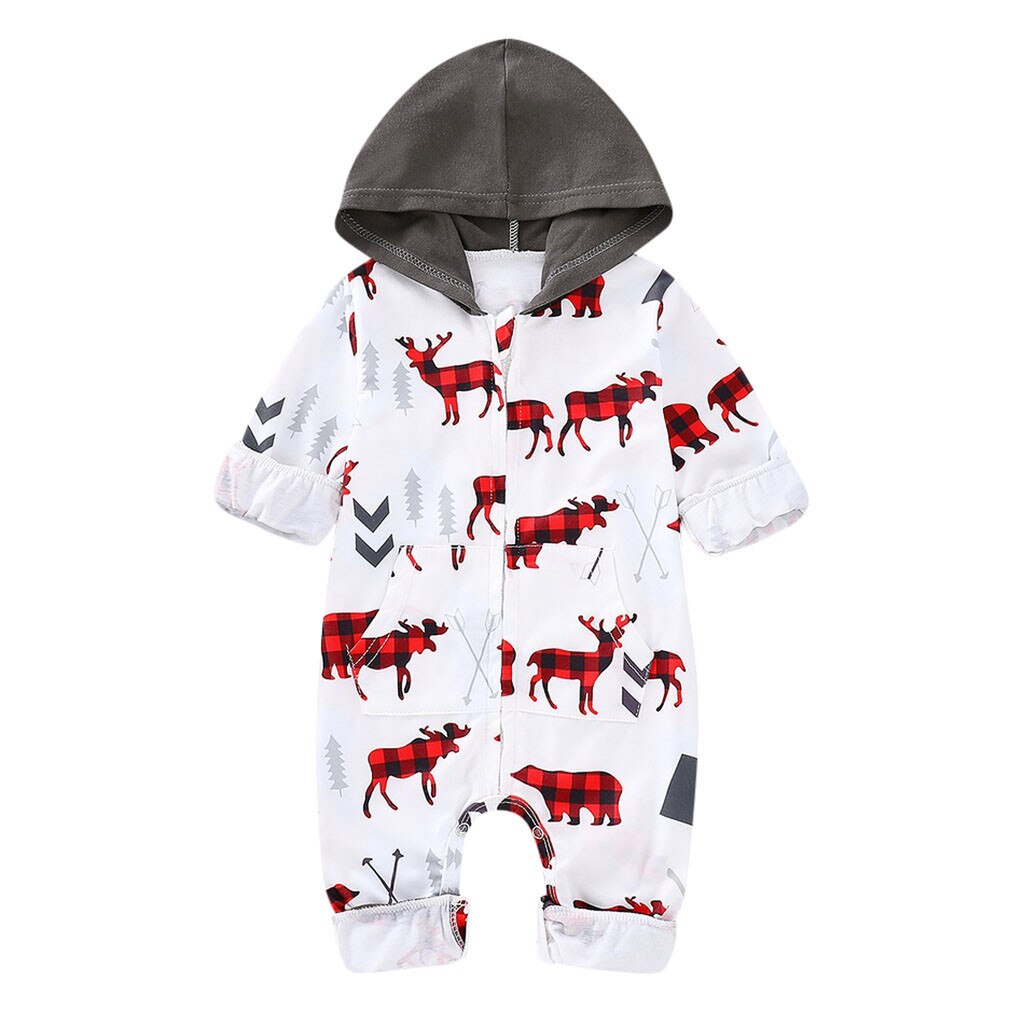 baby animal romper Infant Jumpsuit For Baby Unisex Girls Boys Christmas Santa Cartoon Hooded Romper ropa bebe: 24M