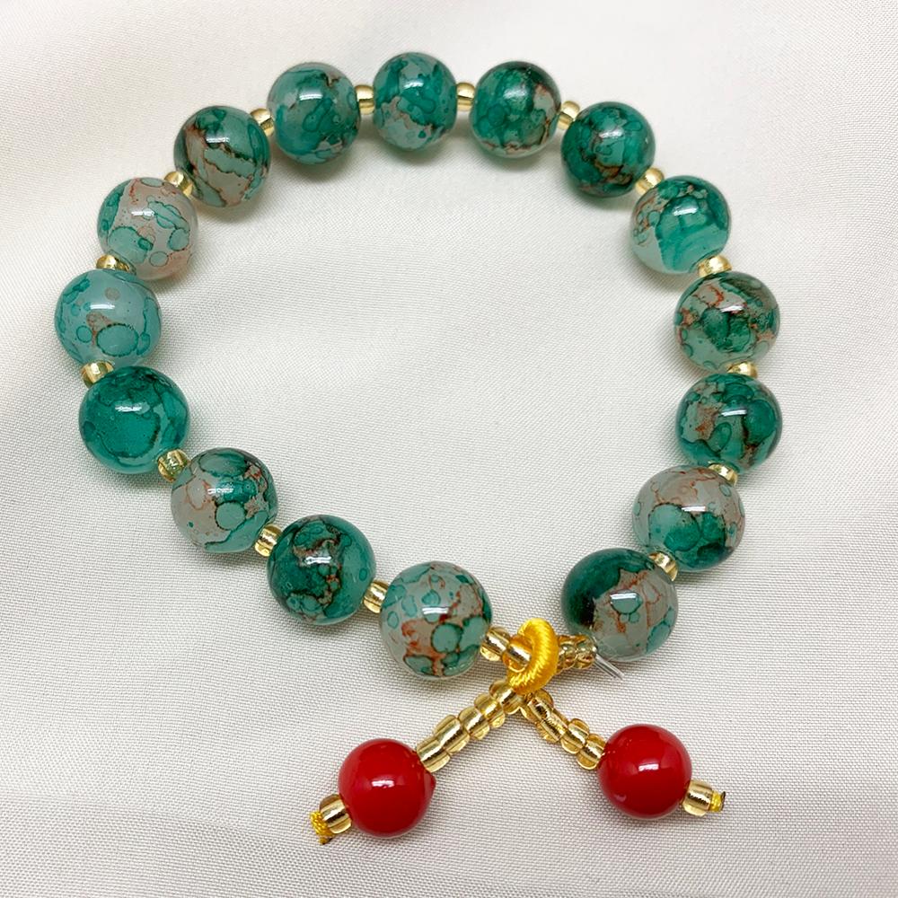 10mm Natural Stone Beaded Bracelet Multi-colored Jewelry for Women Bracelet Bangle for the Year: Green  2