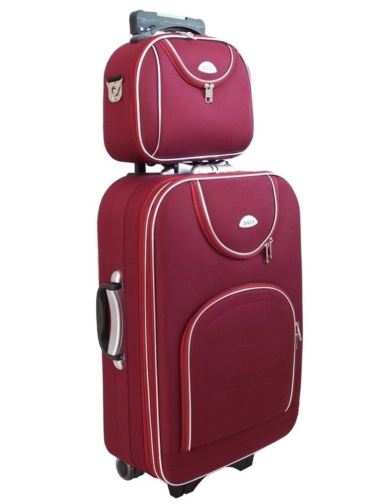 Set Koffer Cabine + Cosmetische Tas 4 Achterwiel Wielen: Rood