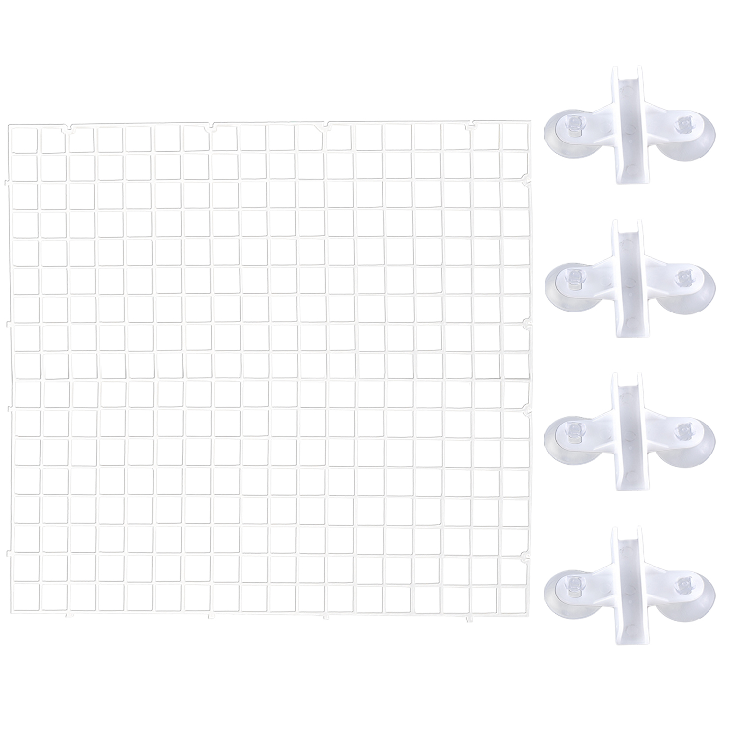 Akvarie akvarium plast adskillelse skillebræt yngel segregation avlsnet med 4 stk sugekopper 30 x 30cm: Hvid