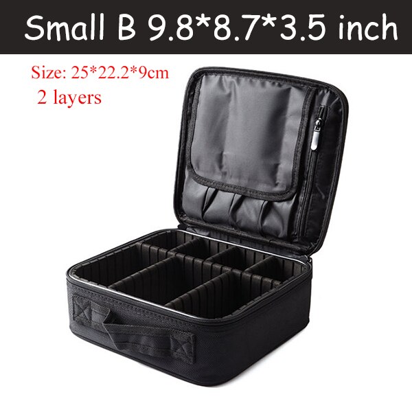 Cosmetic Bag Travel Makeup Organizer Cosmetics Pouch Bags Make Up Bags Cosmetic Makeup Bag: Black S 2 layers B