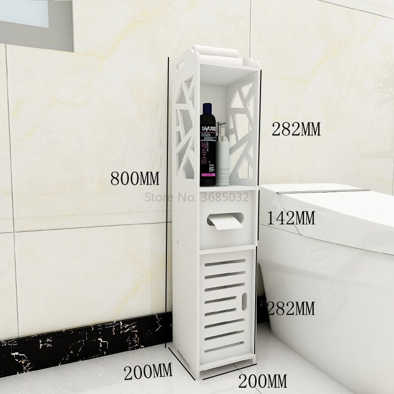 80cm Toilet Side Cabinet DIY Floor Bathroom Vanity Side Storage Cabinet Towel Box Toilet Storage Shelf Bathroom Furniture: B