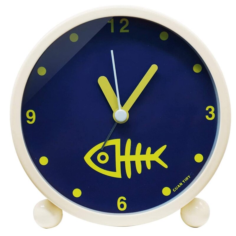 ! Alarm Clock Bell With Night Light Bedside Loud Alarm Clock Quartz Desk Clock For Room , Milky,Shape Fish Bone: Default Title