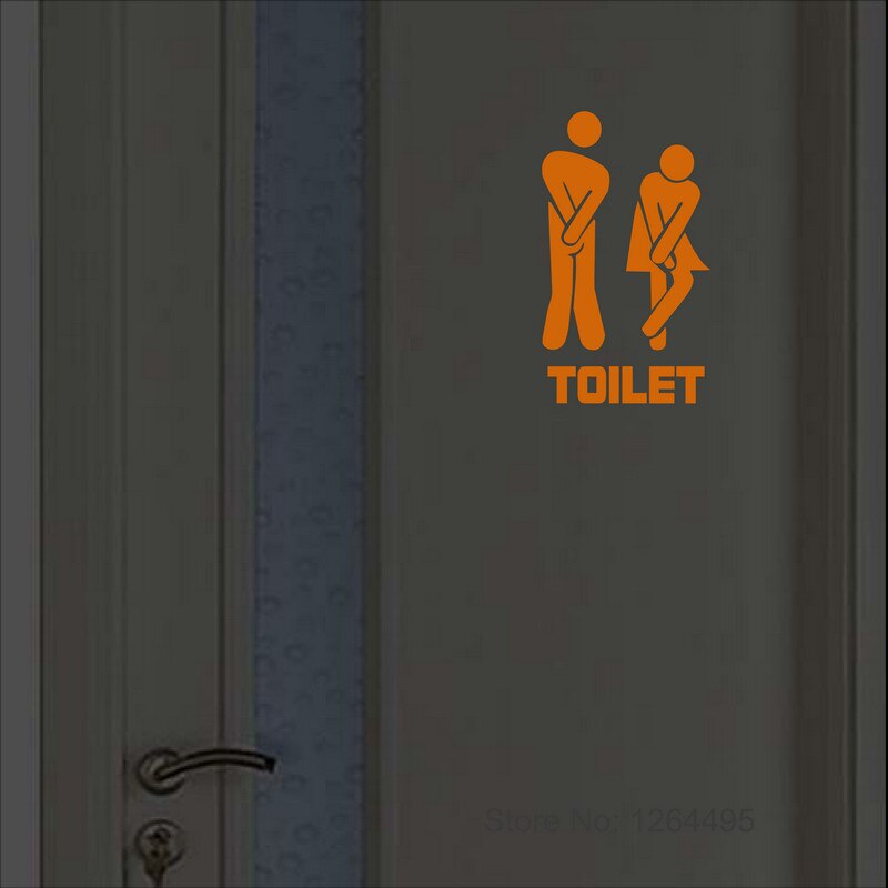 Funny Luminous Toilet Sticker Cartoon Glow in the Dark Bathroom Sticker Washroom Door Sign Sticker WC Wall DIY Indicator Label