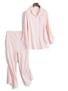 Two piece set Maternity Clothing Pregnancy Breastfeeding Jacket + Adjustable Belly Pants Patchwork Casual Maternity Sleepwear: Pink / L