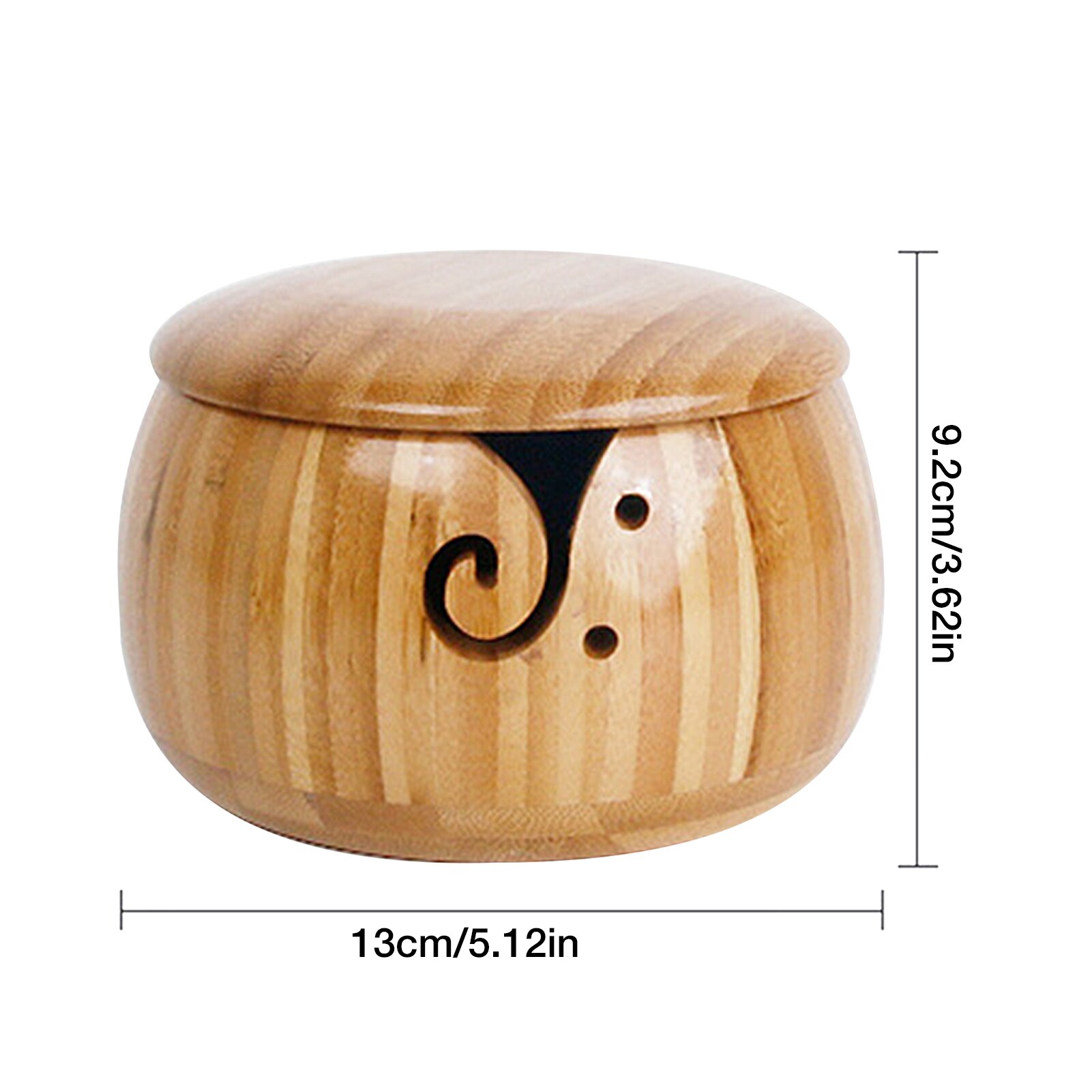 Knitted Wool Storage Basket, Wooden Yarn Bowl with Hole Anti-slip Yarn Holder for Knitting